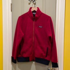Patagonia Red Retropile Fleece Baseball Jacket Size L